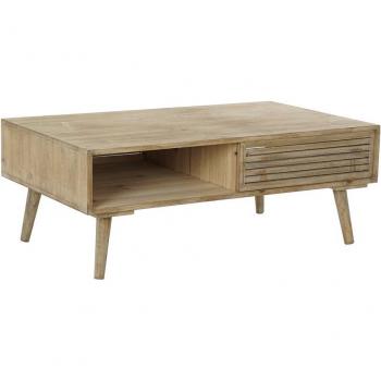 Mesa de Centro Abeto Natural con Estructura de Aluminio 99x59x38 cm