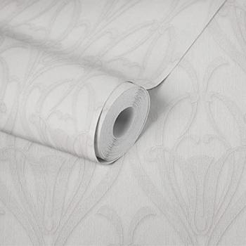 Papel Pintado Vliestapete Barroco Mata Hari en Color Crema, 0.53 x 10.05 m, Diseño Ornamental con Relieve Realista