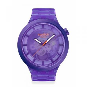 Reloj unisex Swatch Purple Joy de color morado y material Bio (Mod. SB05V103, Ø 47 mm)