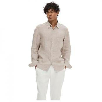 Camisa de Manga Larga Regkylian Beige para Hombre Talla L