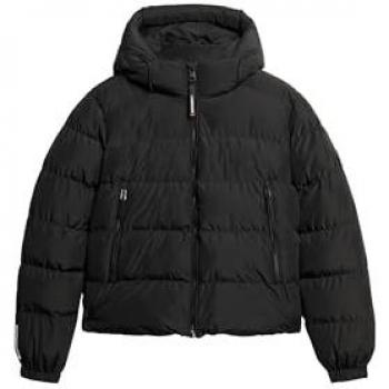 Superdry Women's Hooded Sports Puffer Jacket Black