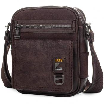 Lois - 96621 Bolso Bandolera Hombre. Bolsa de Mensajero al Hombro, Cierre con Cremallera. Múltiples Compartimentos. Piel sintética Polipiel, Color Marron