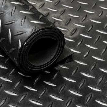 Alfombra de goma en rollo Vivol - Motivo de diamante negro - 3 mm de grosor - Ancho 200 cm - Venta por metro lineal