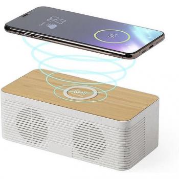 Altavoz Cargador Inalámbrico 10W con Bluetooth y Potencia de Sonido 5W - Batería 1200mAh, Color Madera