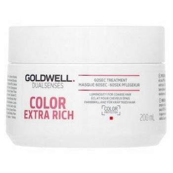 Goldwell Dualsenses Color Extra Rich 60sec Treatment - Tratamiento para cabellos teñidos de 200 ml, nutre y cuida el cabello teñido de grueso a rebelde en solo 60 segundos
