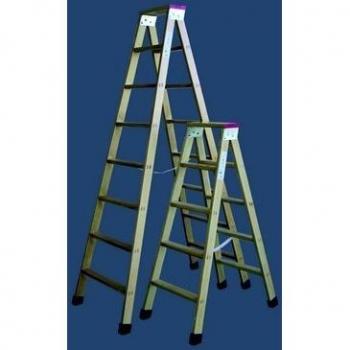 Escalera madera plegable tijera con soporte y tacos 4 peldaños