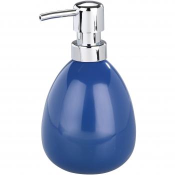 Wenko Polaris Dosificador Jabón 0.39 L, Cerámica, Azul Oscuro, 9x9.5x16 cm