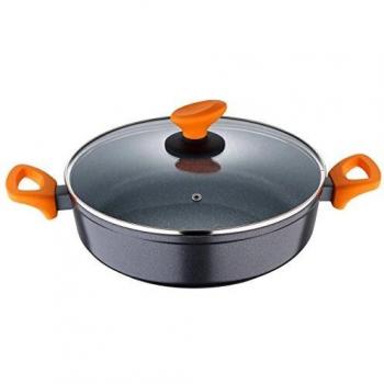 San Ignacio Lava Tartera/Cacerola Baja Con Tapa, Aluminio Forjado, Gris