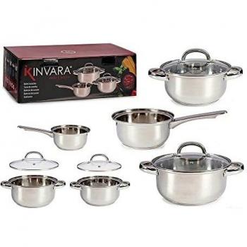 Batería de Cocina Plateado Vidrio Acero Inoxidable