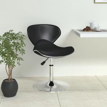 Taburete de Bar negro en cuero sintético vidaXL con asiento acolchado, altura ajustable, base cromada y diseño moderno