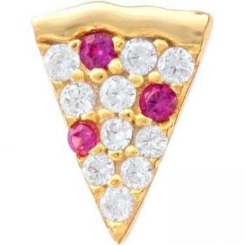 Ear Candy - Piercing Pizza de plata bañado en oro amarillo 18k