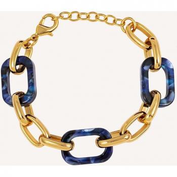 Pulsera Eva acabada en oro 18 Kt acetato azul