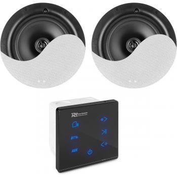 Conjunto Amplificador Empotrado Power Dynamics Powerline A50B con 2 Altavoces de Techo y Bluetooth