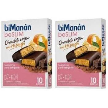 BiManán BeSlim Barrita Chocolate Negro con Naranja Duplo 2x10 unidades Promoción