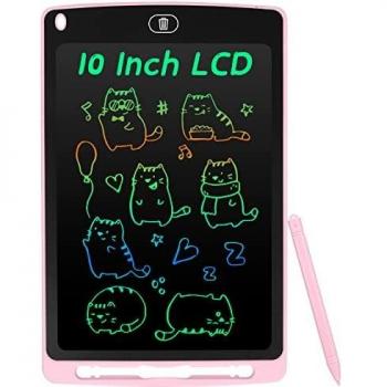 Coolzon Tableta de Escritura Color LCD 10 Pulgadas, Pizarra Digital Infantil, Portátil Tableta Gráfica Dibujo Borrable para niños y Adultos con Botón de Bloqueo para Hogar Escuela Oficina, Rosa