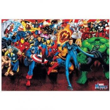 Artopweb Supereroi 60x90 cm Panel Decorativo con Diseño Marvel Superheroes, Madera, Multicolor, 90x1.8x60 cm