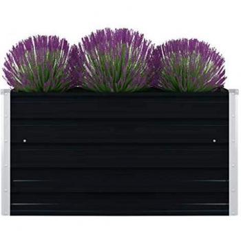 Raised Garden Bed 100x100x45 cm Galvanised Steel Anthracite