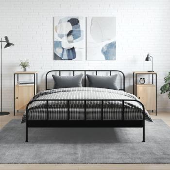 Mesitas de noche vidaXL 2 unidades madera ingeniería 41x31x80 cm Negro, Roble Sonoma, Roble ahumado para dormitorio y salón, mesa auxiliar