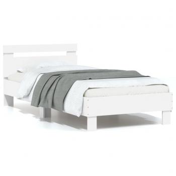 Cama solar con cabecera y luces LED blancas 75x190 cm