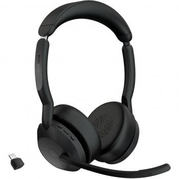 Jabra Evolve2 55 MS Stereo Bluetooth Headset with Charging Stand Black