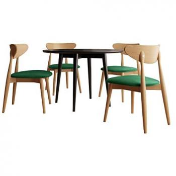Conjunto de comedor Racine 124, Negro, 76cm de altura, 100cm de diámetro, para 4 personas