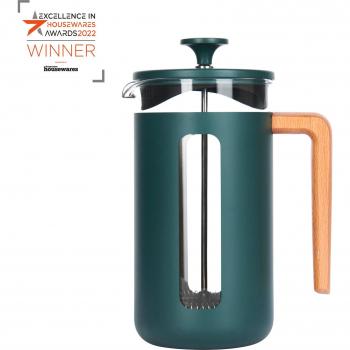 La Cafetiere Pisa Glass Cafetiere with Green/Brown Wood Handle