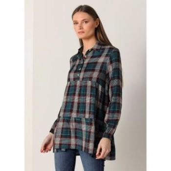 Blusa larga con cuadros marino Lois Jeans