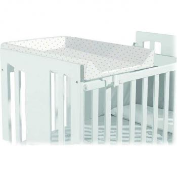 Cambiador de cuna Micuna CP-744 en blanco con diseño de lunares beige
