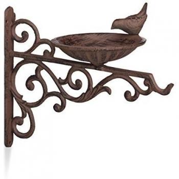 Bañera para Pájaros de Hierro Fundido, Montaje en Pared, Resistente a la Intemperie, Antirustica, Comedero para Aves Silvestres, Decoración de Jardín, 24