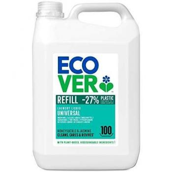 Ecover Detergente líquido lavadora ecológico para ropa blanca y de color, Fragancia Honeysuckle/Jasmine, formato rellenable 5L, 100 lavados