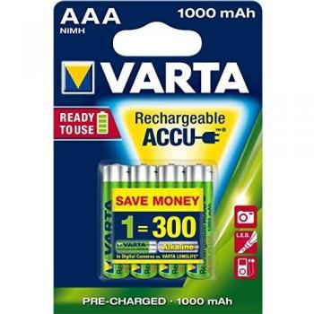 Batería Recargable AAA Varta 1000 mAh (4 Unidades)