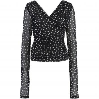 Dolce & Gabbana Women's Black Polka Dot Tulle Blouse, Size M
