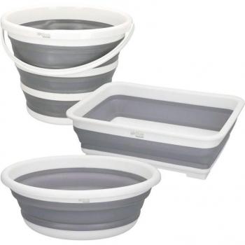 Set 3 cubos plegables Aktive gris/blanco