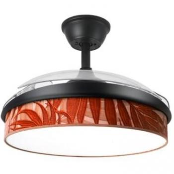 Ventilador DC Moda Negro con Aspas Desplegables ABS, Difusor de Hoja Caldera, 7200lm, 72W, 6 Velocidades Ajustables, 3 Temperaturas de Luz, Temporizador