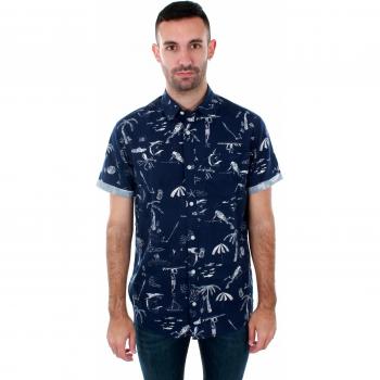 Camisa Jack&Jones Hombre S Azul 12152601 JORRAYAN Shirt SS ORG Blue Depths