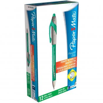 Papermate Ballpen PM Flexgrip Elite, Green, 12 - Bolígrafo