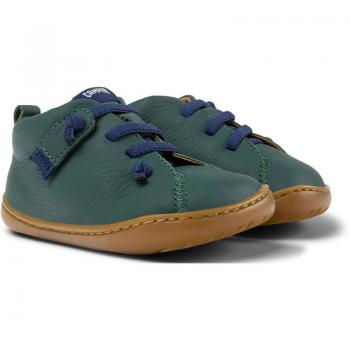 Camper Peu Green Smooth Leather Hook and Loop First Walkers Shoes Size 24
