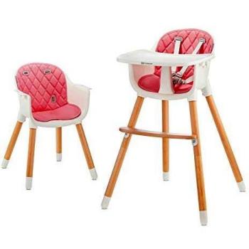 Kinderkraft Trona Bebé 2 en 1 SIENNA, Silla Infantil, Bandeja Desmontable, Rosa