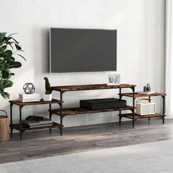 Mueble para TV de madera contrachapada en color roble ahumado, dimensiones 197x35x52 cm, ideal para salón