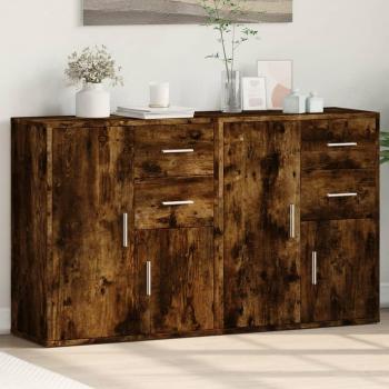 Aparador de madera de ingeniería 2 piezas roble ahumado 60x31x70 cm multicapa Vidaxl Marrón
