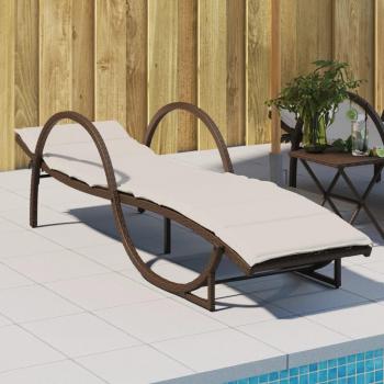 Tumbona solar con cojín marrón 60x199x42 cm Polyrattan