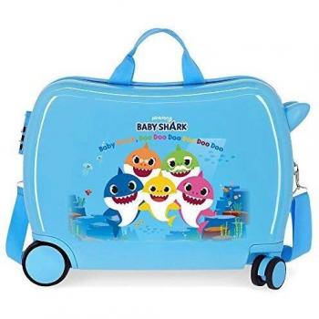 Baby Shark Shark Family Maleta Infantil Azul 50x38x20 cms Rígida ABS Cierre combinación 34L 2,1Kgs 4 Ruedas Equipaje de Mano