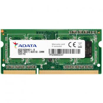 ADATA DDR3, 1600MHz 204-Pin, SO-DIMM, 4GB 4GB DDR3 1600MHz módulo de - Memoria