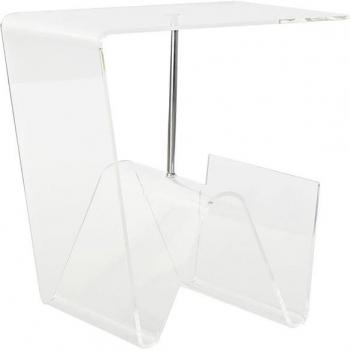 Mesa auxiliar revistero acrílico y metal.