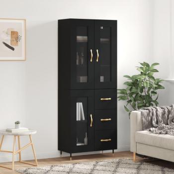 Alacena aparador alto de madera multicapa contrachapada negro 69,5x34x180 cm