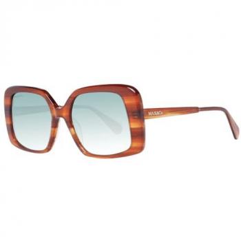 Brown Square Sunglasses with Green Lenses for Women - One Size (Model MO0031-45P-55)