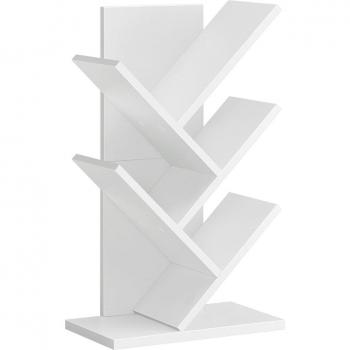 Librería en Forma de Árbol de 5 Niveles Vertical, Ahorro de Espacio, Sobremesa, Ideal para Dormitorio, Sala de Estar, Estudio y Oficina - Blanco Crema