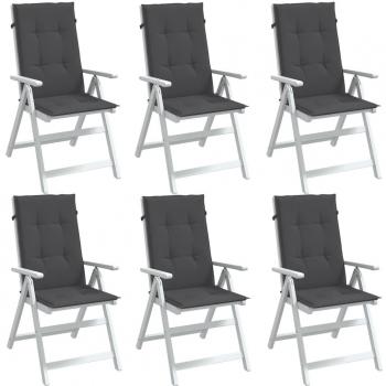 Cojines para silla respaldo alto 6 uds tela Color Antracita melange, Gris claro melange, Gris oscuro melange Cojín Decorativo de Asiento