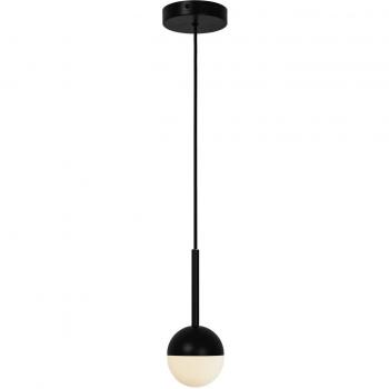 Lámpara colgante Contina de vidrio, 1 luz, color negro con bola de cristal blanco
