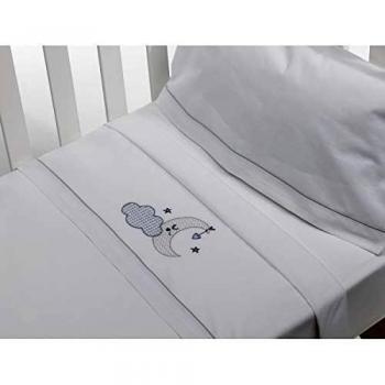 Sábanas Cuna Nube Luna Blanco Gris